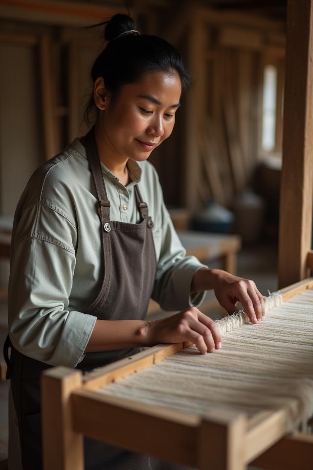 Artesano tejiendo en telar tradicional